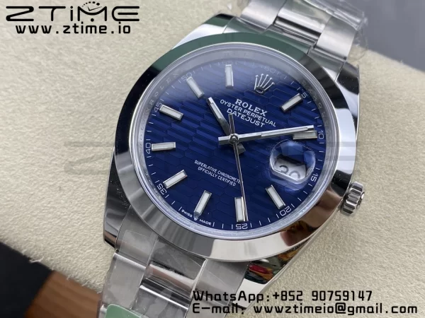 Rolex DateJust 41 126300 ARF 1:1 Best Edition 904L Steel Blue Textured Dial on SS Oyster Bracelet - Super Clone Watch | 1:1 Best Version