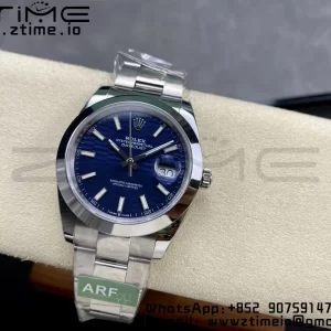 Rolex DateJust 41 126300 ARF 1:1 Best Edition 904L Steel Blue Textured Dial on SS Oyster Bracelet - Super Clone Watch | 1:1 Best Version