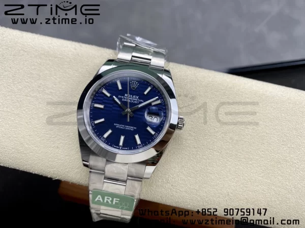 Rolex DateJust 41 126300 ARF 1:1 Best Edition 904L Steel Blue Textured Dial on SS Oyster Bracelet - Super Clone Watch | 1:1 Best Version
