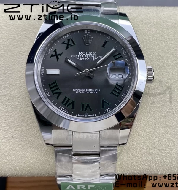 Rolex DateJust 41 126300 ARF 1:1 Best Edition 904L Steel Green Roman Dial on SS Oyster Bracelet - Super Clone Watch | 1:1 Best Version