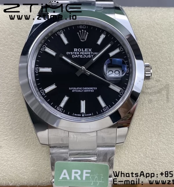 Rolex DateJust 41 126300 ARF 1:1 Best Edition 904L Steel Cadran negru pe brățară SS Oyster - Super Clone Watch | 1:1 Best Version