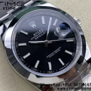 Rolex DateJust 41 126300 ARF 1:1 Best Edition 904L Steel Cadran negru pe brățară SS Oyster - Super Clone Watch | 1:1 Best Version