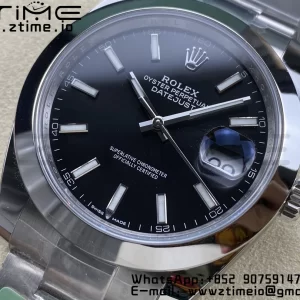 Rolex DateJust 41 126300 ARF 1:1 Best Edition 904L Steel Cadran negru pe brățară SS Oyster - Super Clone Watch | 1:1 Best Version