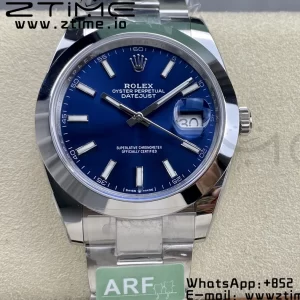 Rolex DateJust 41 126300 ARF  1:1 Best Edition 904L Steel Blue Dial on SS Oyster Bracelet - Super Clone Watch | 1:1 Best Version