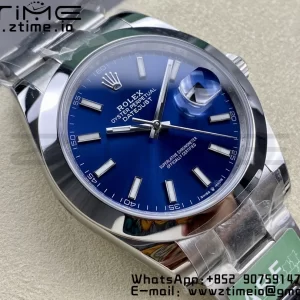 Rolex DateJust 41 126300 ARF 1:1 Best Edition 904L Steel Blue Dial on SS Oyster Bracelet - Super Clone Watch | 1:1 Best Version