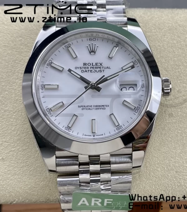 Rolex DateJust 41 126300 ARF 1:1 Best Edition 904L Steel White Dial on SS Jubilee Bracelet VR3235 - Super Clone Watch | 1:1 Best Version