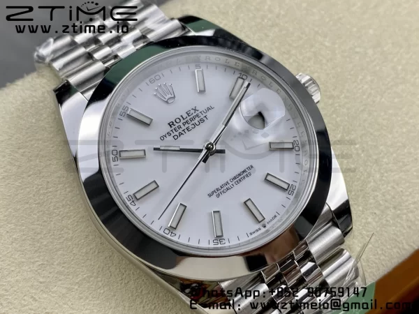 Rolex DateJust 41 126300 ARF 1:1 Best Edition 904L Steel White Dial on SS Jubilee Bracelet VR3235 - Super Clone Watch | 1:1 Best Version