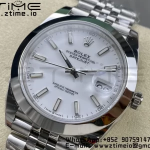 Rolex DateJust 41 126300 ARF 1:1 Best Edition 904L Steel White Dial on SS Jubilee Bracelet VR3235 - Super Clone Watch | 1:1 Best Version