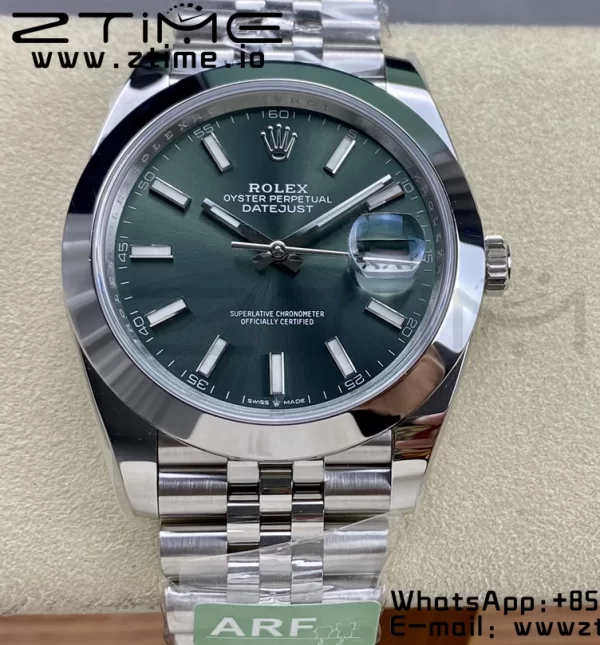 Rolex DateJust 41 126300 ARF  1:1 Best Edition 904L Steel Green Dial on SS Jubilee Bracelet VR3235 - Super Clone Watch | 1:1 Best Version