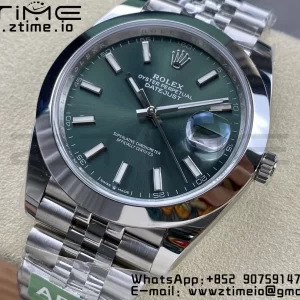 Rolex DateJust 41 126300 ARF  1:1 Best Edition 904L Steel Green Dial on SS Jubilee Bracelet VR3235 - Super Clone Watch | 1:1 Best Version