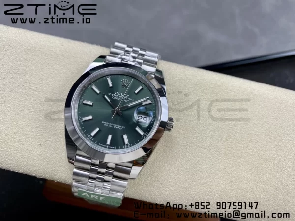 Rolex DateJust 41 126300 ARF  1:1 Best Edition 904L Steel Green Dial on SS Jubilee Bracelet VR3235 - Super Clone Watch | 1:1 Best Version