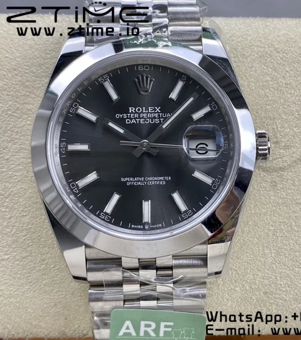 Rolex DateJust 41 126300 ARF 1:1 Best Edition 904L Steel Gray Dial on SS Jubilee Bracelet VR3235 - Super Clone Watch | 1:1 Best Version