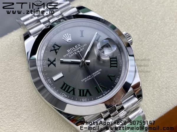Rolex DateJust 41 126300 ARF  1:1 Best Edition 904L Steel Green Roman Dial on SS Jubilee Bracelet VR3235 - Super Clone Watch | 1:1 Best Version