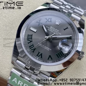 Rolex DateJust 41 126300 ARF  1:1 Best Edition 904L Steel Green Roman Dial on SS Jubilee Bracelet VR3235 - Super Clone Watch | 1:1 Best Version