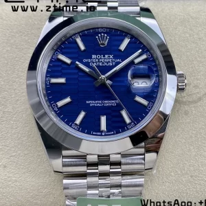 Rolex DateJust 41 126300 ARF  1:1 Best Edition 904L Steel Blue Textured Dial on SS Jubilee Bracelet VR3235 - Super Clone Watch | 1:1 Best Version