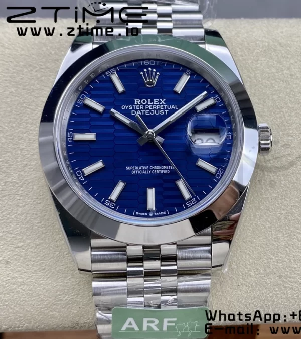 Rolex DateJust 41 126300 ARF 1:1 Best Edition 904L Steel Cadran albastru texturat pe brățară SS Jubilee VR3235 - Super Clone Watch | 1:1 Best Version