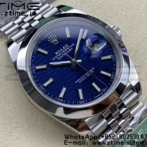 Rolex DateJust 41 126300 ARF 1:1 Best Edition 904L Steel Cadran albastru texturat pe brățară SS Jubilee VR3235 - Super Clone Watch | 1:1 Best Version