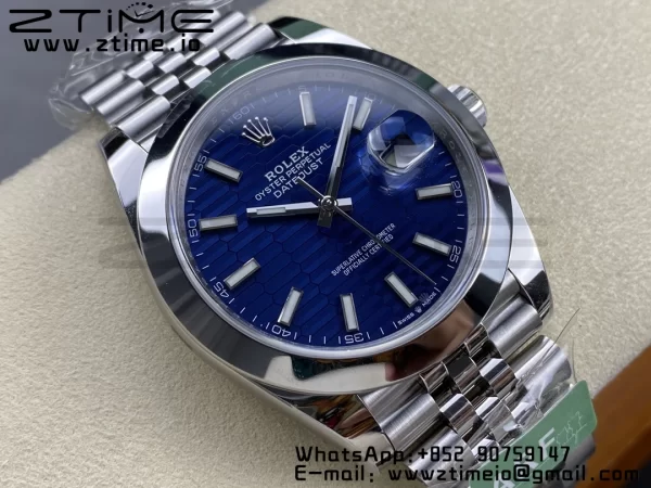 Rolex DateJust 41 126300 ARF 1:1 Best Edition 904L Steel Cadran albastru texturat pe brățară SS Jubilee VR3235 - Super Clone Watch | 1:1 Best Version