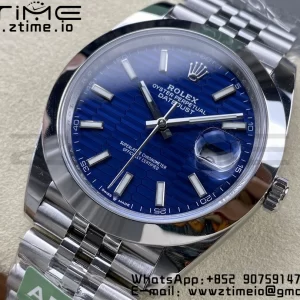 Rolex DateJust 41 126300 ARF 1:1 Best Edition 904L Steel Cadran albastru texturat pe brățară SS Jubilee VR3235 - Super Clone Watch | 1:1 Best Version