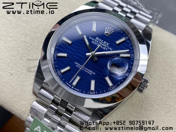 Rolex DateJust 41 126300 ARF 1:1 Best Edition 904L Steel Cadran albastru texturat pe brățară SS Jubilee VR3235 - Super Clone Watch | 1:1 Best Version