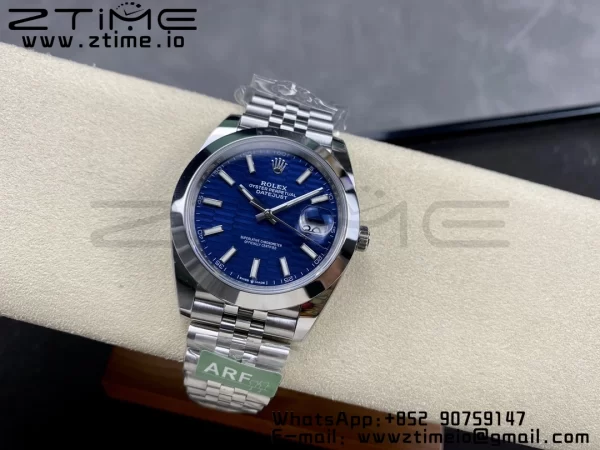 Rolex DateJust 41 126300 ARF 1:1 Best Edition 904L Steel Cadran albastru texturat pe brățară SS Jubilee VR3235 - Super Clone Watch | 1:1 Best Version