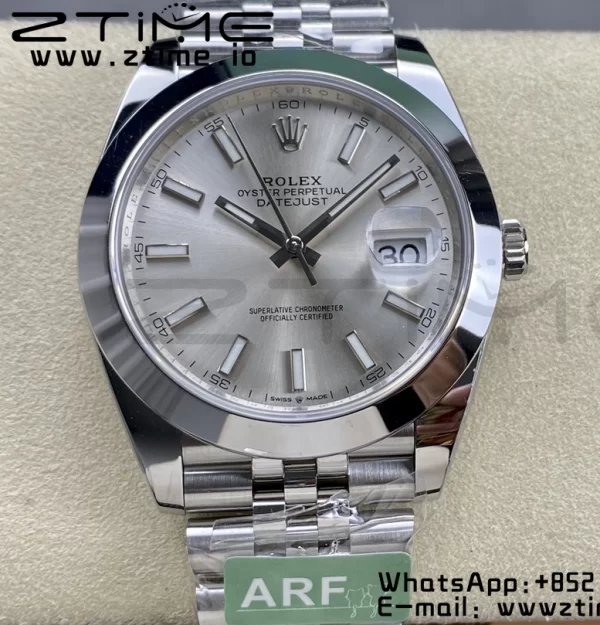 Rolex DateJust 41 126300 ARF  1:1 Best Edition 904L Steel Silvery Dial on SS Jubilee Bracelet VR3235 - Super Clone Watch | 1:1 Best Version