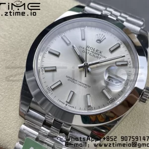 Rolex DateJust 41 126300 ARF  1:1 Best Edition 904L Steel Silvery Dial on SS Jubilee Bracelet VR3235 - Super Clone Watch | 1:1 Best Version