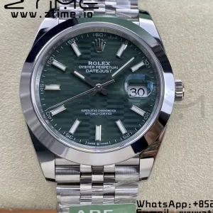 Rolex DateJust 41 126300 ARF  1:1 Best Edition 904L Steel Green Textured Dial on SS Jubilee Bracelet VR3235 - Super Clone Watch | 1:1 Best Version