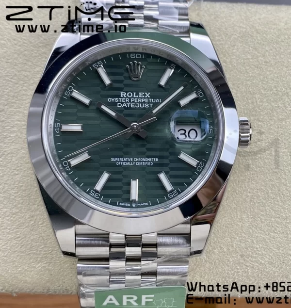 Rolex DateJust 41 126300 ARF 1:1 Mejor Edición 904L Acero Esfera Verde Texturada en SS Jubilee Pulsera VR3235 - Super Clone Watch | 1:1 Mejor Versión