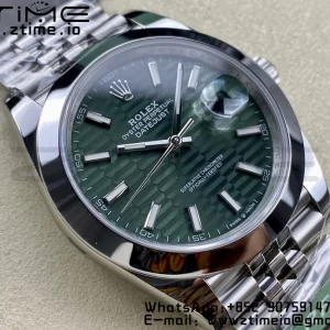 Rolex DateJust 41 126300 ARF 1:1 Mejor Edición 904L Acero Esfera Verde Texturada en SS Jubilee Pulsera VR3235 - Super Clone Watch | 1:1 Mejor Versión