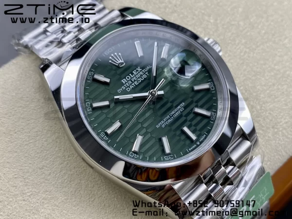 Rolex DateJust 41 126300 ARF 1:1 Mejor Edición 904L Acero Esfera Verde Texturada en SS Jubilee Pulsera VR3235 - Super Clone Watch | 1:1 Mejor Versión