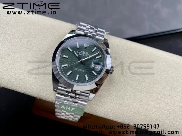 Rolex DateJust 41 126300 ARF 1:1 Mejor Edición 904L Acero Esfera Verde Texturada en SS Jubilee Pulsera VR3235 - Super Clone Watch | 1:1 Mejor Versión