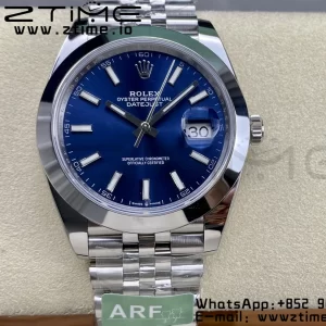 Rolex DateJust 41 126300 ARF  1:1 Best Edition 904L Steel Blue Dial on SS Jubilee Bracelet VR3235 - Super Clone Watch | 1:1 Best Version