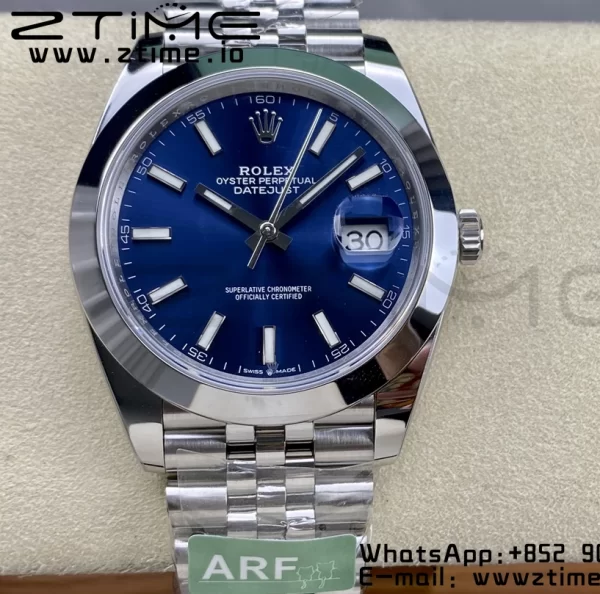 Rolex DateJust 41 126300 ARF 1:1 Best Edition 904L Steel Blue Dial on SS Jubilee Bracelet VR3235 - Super Clone Watch | 1:1 Best Version