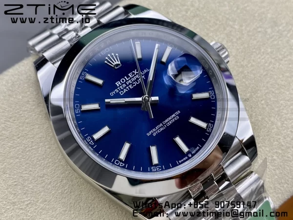 Rolex DateJust 41 126300 ARF 1:1 Best Edition 904L Steel Blue Dial on SS Jubilee Bracelet VR3235 - Super Clone Watch | 1:1 Best Version