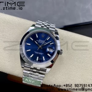 Rolex DateJust 41 126300 ARF 1:1 Best Edition 904L Steel Blue Dial on SS Jubilee Bracelet VR3235 - Super Clone Watch | 1:1 Best Version