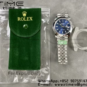 Rolex DateJust 41 126300 ARF 1:1 Best Edition 904L Steel Blue Dial on SS Jubilee Bracelet VR3235 - Super Clone Watch | 1:1 Best Version