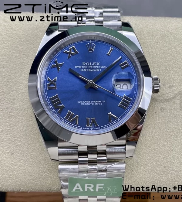 Rolex DateJust 41 126300 ARF  1:1 Best Edition 904L Steel Blue Roman Dial on SS Jubilee Bracelet VR3235 - Super Clone Watch | 1:1 Best Version