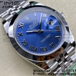 Rolex DateJust 41 126300 ARF  1:1 Best Edition 904L Steel Blue Roman Dial on SS Jubilee Bracelet VR3235 - Super Clone Watch | 1:1 Best Version