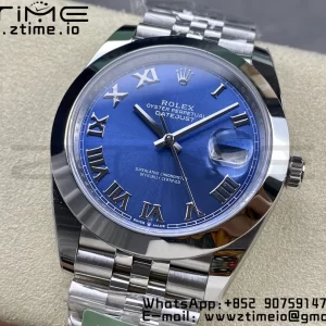 Rolex DateJust 41 126300 ARF  1:1 Best Edition 904L Steel Blue Roman Dial on SS Jubilee Bracelet VR3235 - Super Clone Watch | 1:1 Best Version