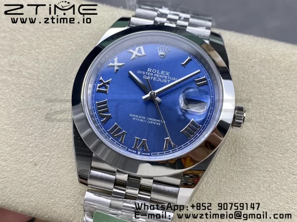 Rolex DateJust 41 126300 ARF  1:1 Best Edition 904L Steel Blue Roman Dial on SS Jubilee Bracelet VR3235 - Super Clone Watch | 1:1 Best Version