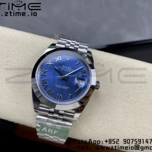 Rolex DateJust 41 126300 ARF  1:1 Best Edition 904L Steel Blue Roman Dial on SS Jubilee Bracelet VR3235 - Super Clone Watch | 1:1 Best Version