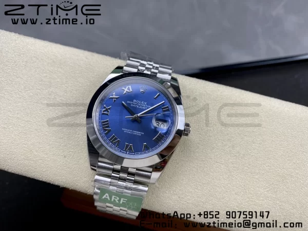 Rolex DateJust 41 126300 ARF  1:1 Best Edition 904L Steel Blue Roman Dial on SS Jubilee Bracelet VR3235 - Super Clone Watch | 1:1 Best Version