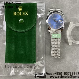 Rolex DateJust 41 126300 ARF  1:1 Best Edition 904L Steel Blue Roman Dial on SS Jubilee Bracelet VR3235 - Super Clone Watch | 1:1 Best Version