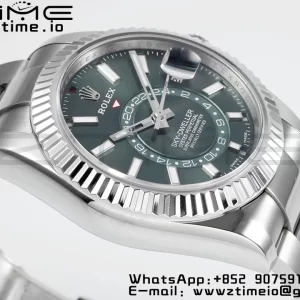 Rolex Sky-Dweller 326934 904L SS ZF 1:1 Best Edition Green Dial on SS Jubilee Bracelet A2824 - Super Clone Watch | 1:1 Best Version