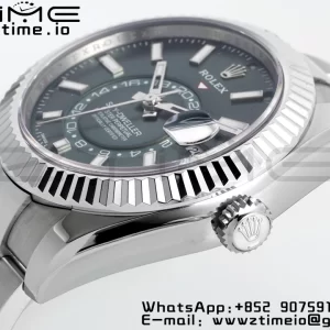 Rolex Sky-Dweller 326934 904L SS ZF 1:1 Best Edition Green Dial on SS Jubilee Bracelet A2824 - Super Clone Watch | 1:1 Best Version