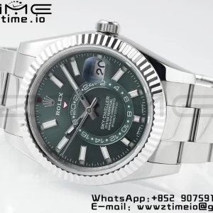 Rolex Sky-Dweller 326934 904L SS ZF 1:1 Best Edition Green Dial on SS Jubilee Bracelet A2824 - Super Clone Watch | 1:1 Best Version