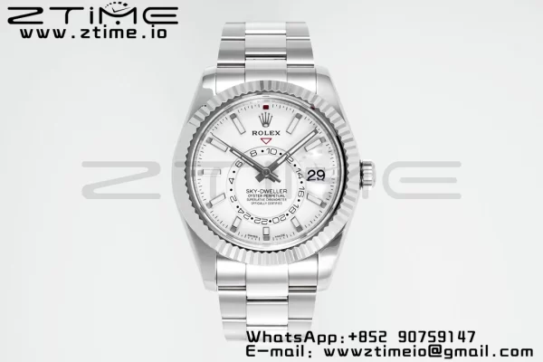 Rolex Sky-Dweller 326934 904L SS ZF 1:1 Best Edition White Dial on SS Jubilee Bracelet A2824 - Super Clone Watch | 1:1 Best Version