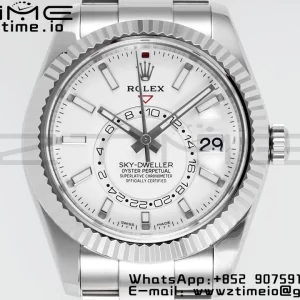 Rolex Sky-Dweller 326934 904L SS ZF 1:1 Best Edition White Dial on SS Jubilee Bracelet A2824 - Super Clone Watch | 1:1 Best Version