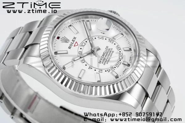 Rolex Sky-Dweller 326934 904L SS ZF 1:1 Best Edition White Dial on SS Jubilee Bracelet A2824 - Super Clone Watch | 1:1 Best Version